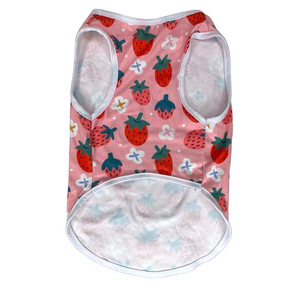 Dog Shirt Pet Clothing Strawberry Tank Top Pink Small Dog Size XL - Picture 3 of 7